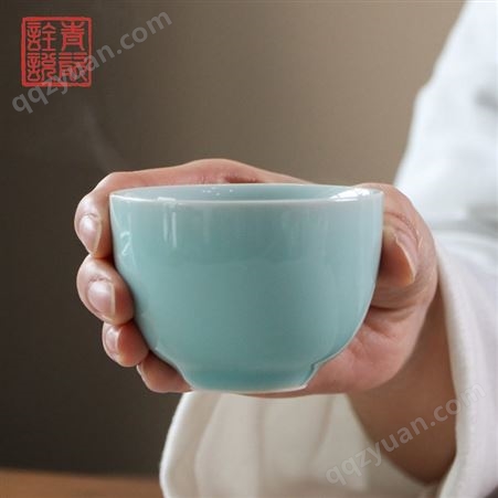青瓷诠说 泡茶杯子 陶瓷建盏品茗杯 普洱茶杯 随机紫砂